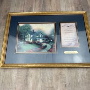 Vintage Thomas Kinkade Home is Where the Heart is Framed Print 19"x13" COA